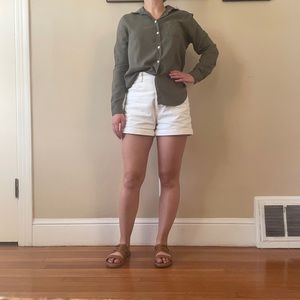 American Eagle olive green button down shirt